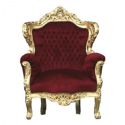 Casa Padrino Barock Sessel King Bordeaux Gold Thron Stuhl Casa