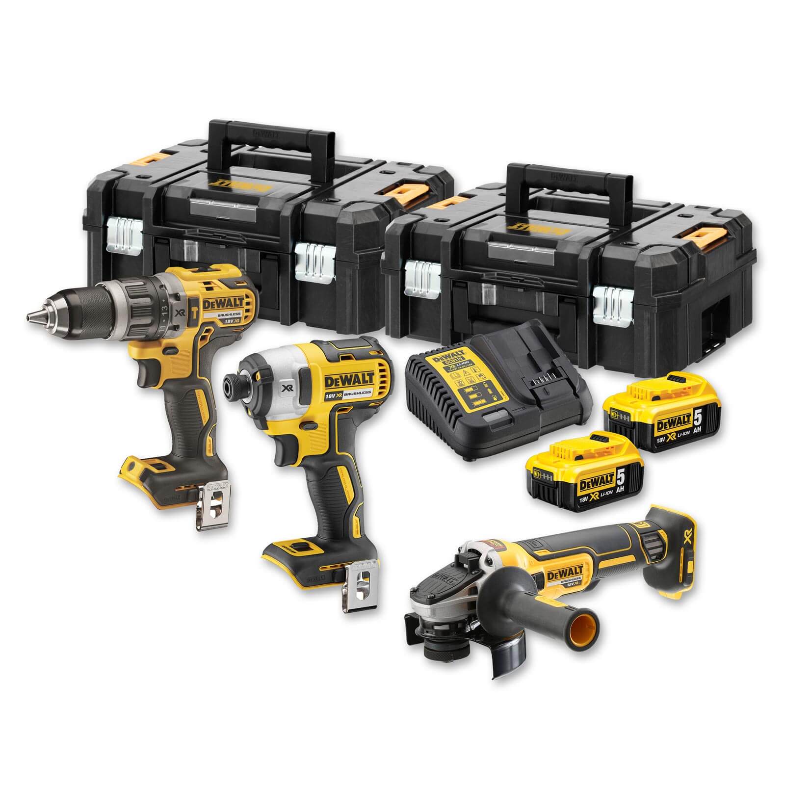 DeWalt Akku Kombopack DCK384P2T QW 18V 5Ah 3 Maschinen 2 Akkus