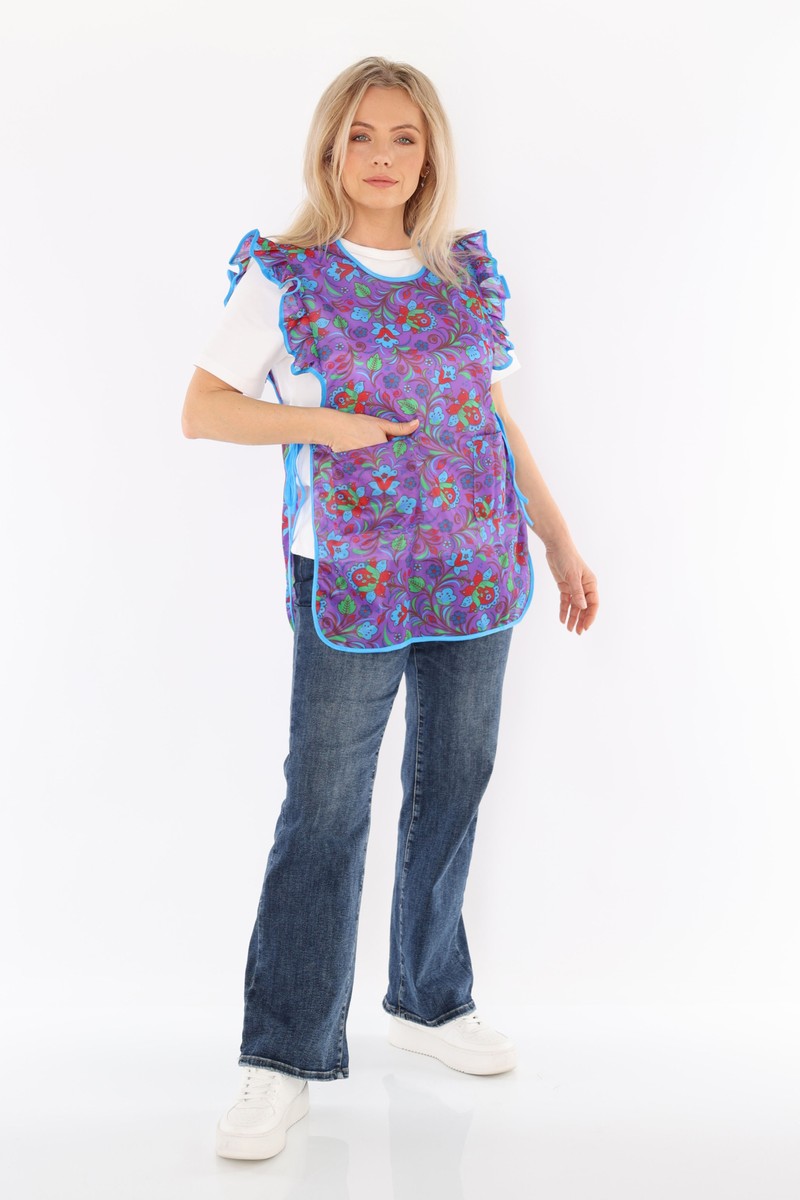 Chasuble Schürze Überwurf Dederon Nylon Nostalgie Rüsche 