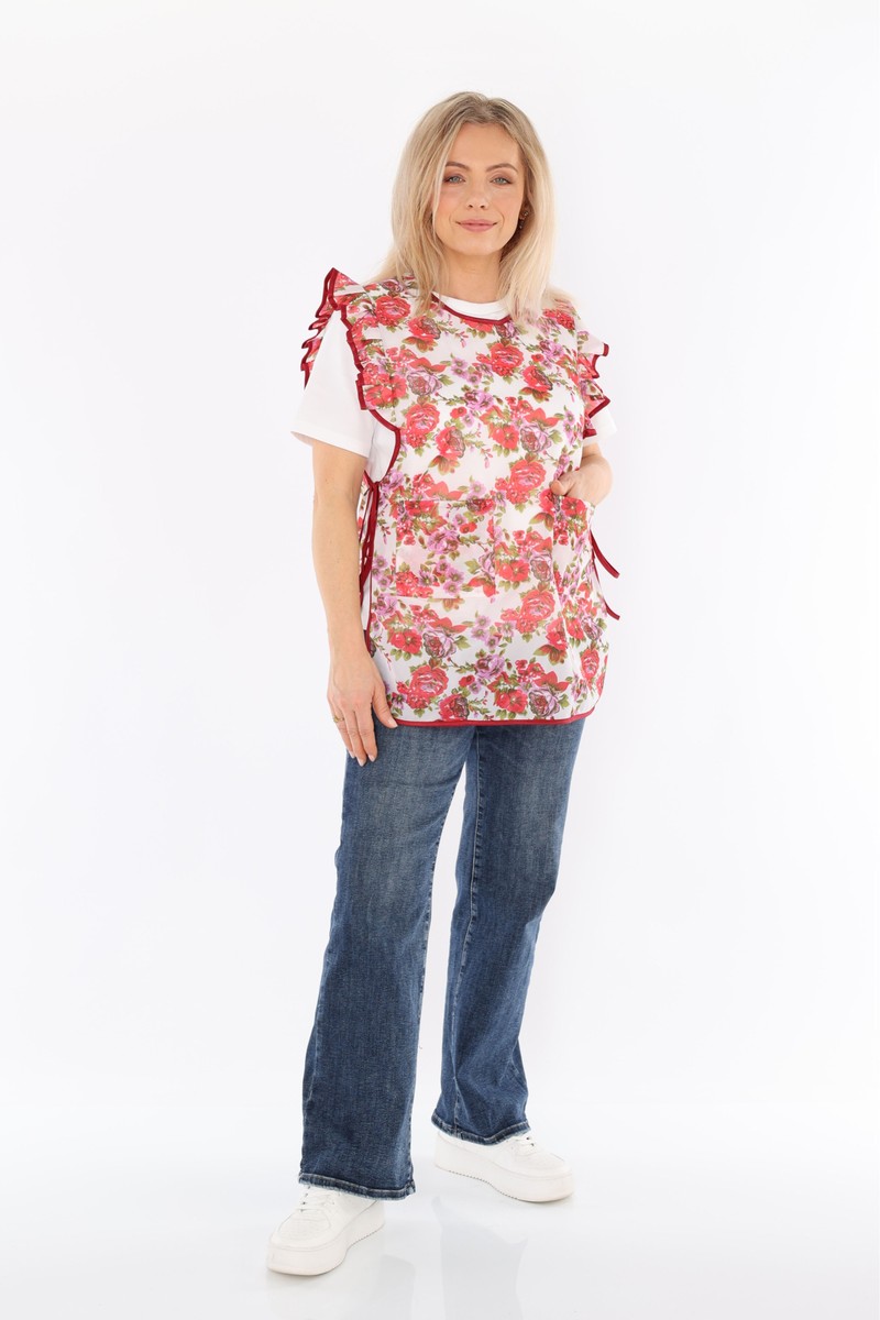 Chasuble Schürze Überwurf Dederon Nylon Nostalgie Rüsche 