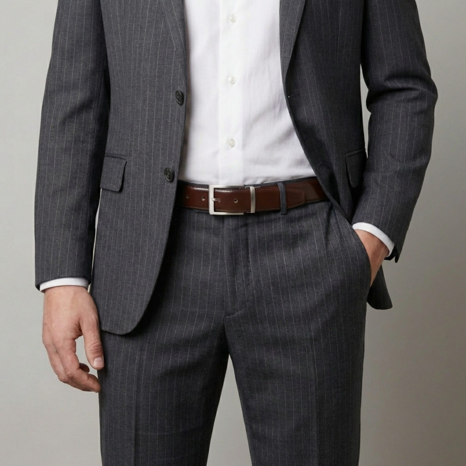 Brauner Anzuggürtel für Herren – Dunkelbraun zum Anzug, Fronhofer