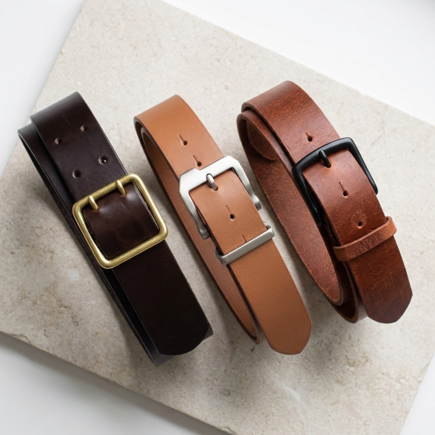 Braune Ledergürtel für Herren in Cognac, Vintagebraun und Dunkelbraun – Farbpalette Fronhofer