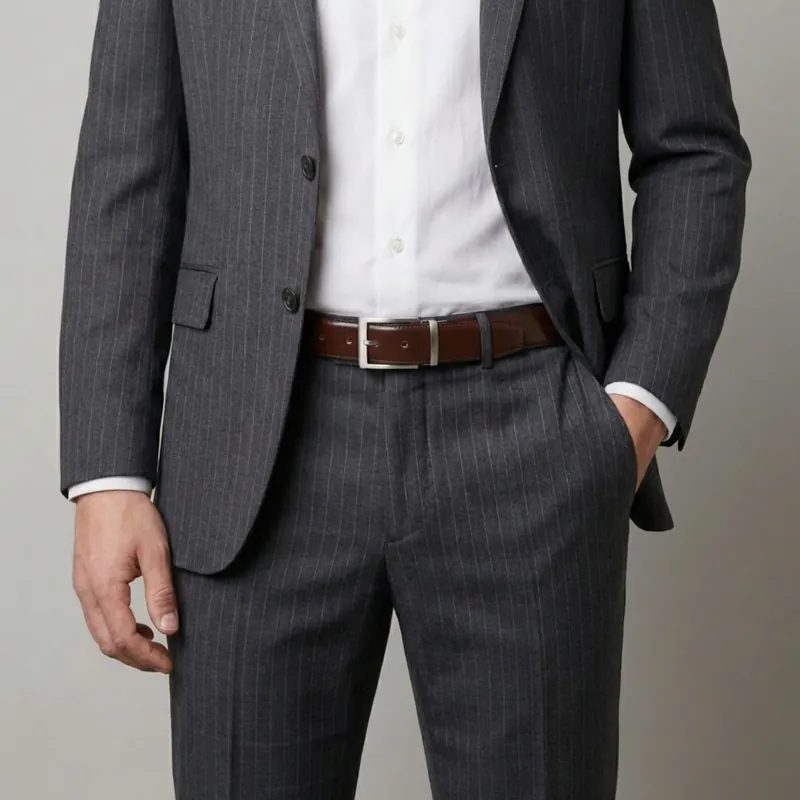 Brauner Anzuggürtel für Herren – Dunkelbraun zum Anzug, Fronhofer