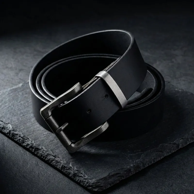 Schwarzer Ledergürtel für Herren – handgefertigt aus echtem Leder, Fronhofer Manufaktur