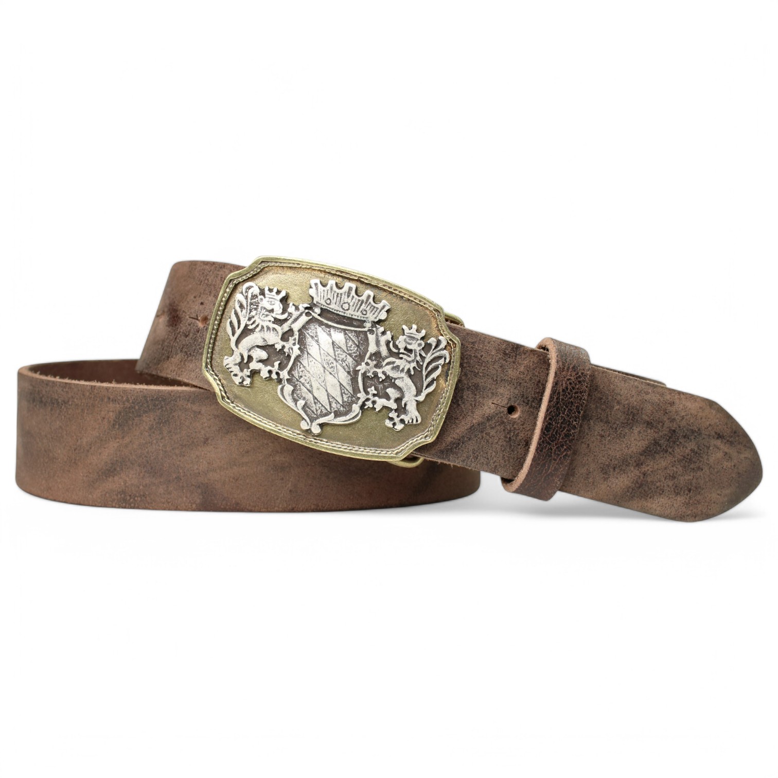 Trachtengürtel zweifarbig mit Bayern Wappen, echt Leder