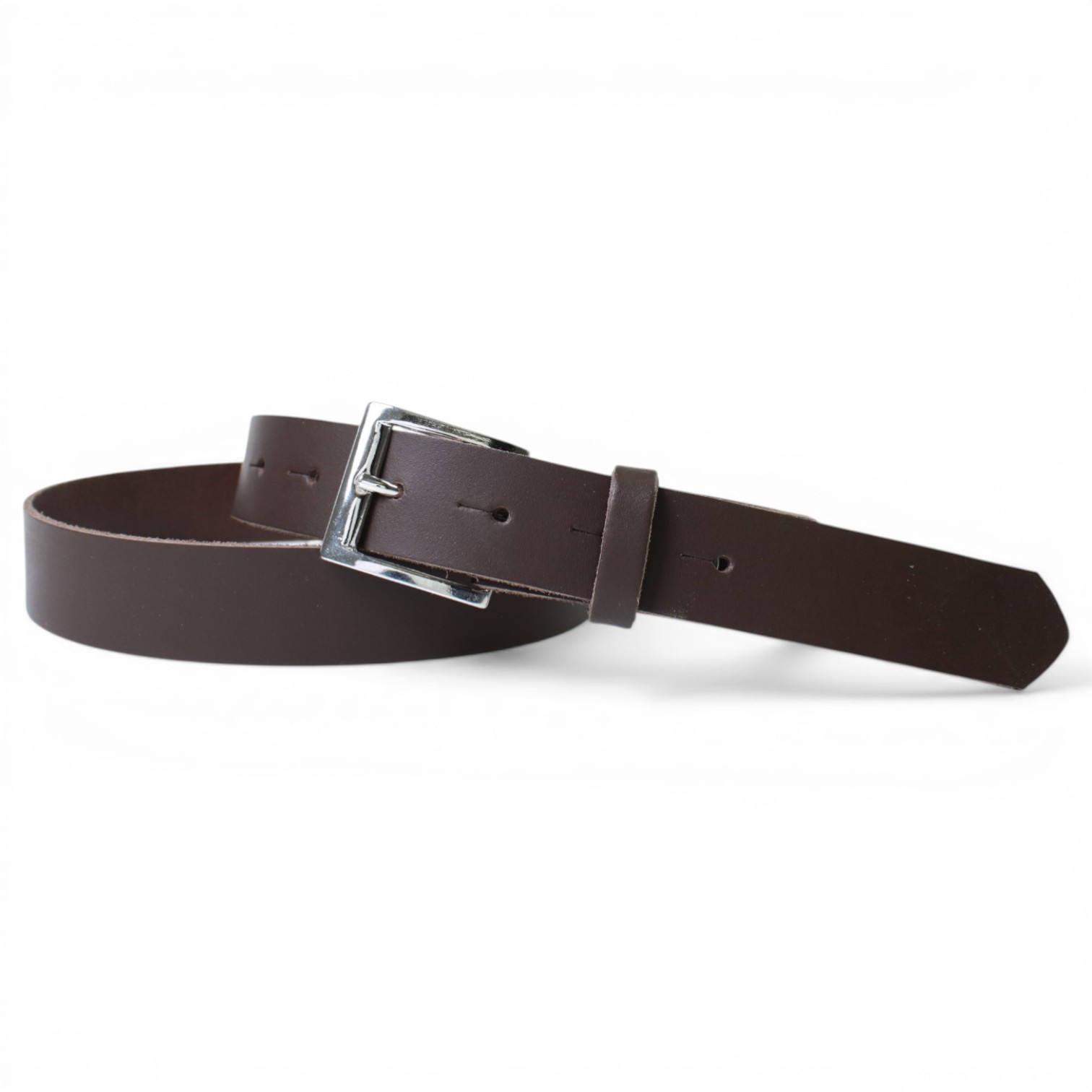 Herren Ledergürtel 3 cm, schlichte silberne Gürtelschnalle, braun, Anzuggürtel, Rindsleder