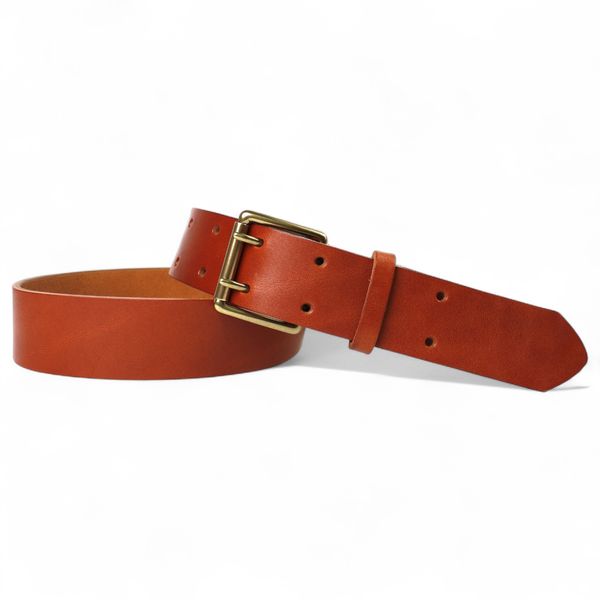 Best Patina® Doppeldorn-Gürtel 4 cm aus Vollrindleder mit massiver Messingschnalle