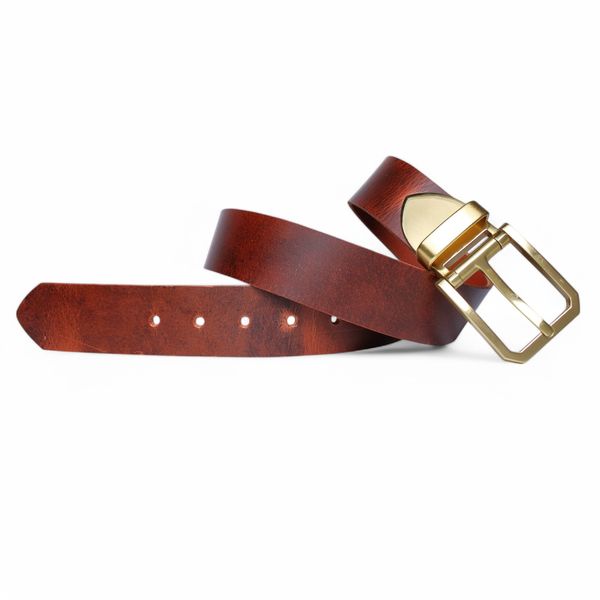 Best Patina® Herrengürtel 4 cm im Vintage-Look mit massiver Messingschnalle aus Sattlerleder