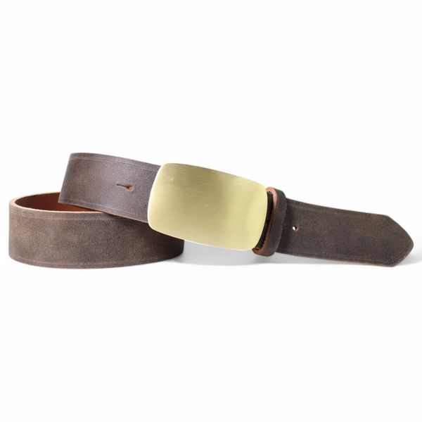 Premium-Trachtengürtel mit massiver Messingschnalle aus Vollleder 4 cm
