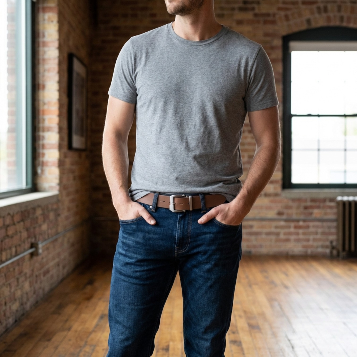 Brauner Ledergürtel Cognac zu Chinos – Smart Casual, 4 cm, Premium-Büffelleder, mattierte Metallschnalle