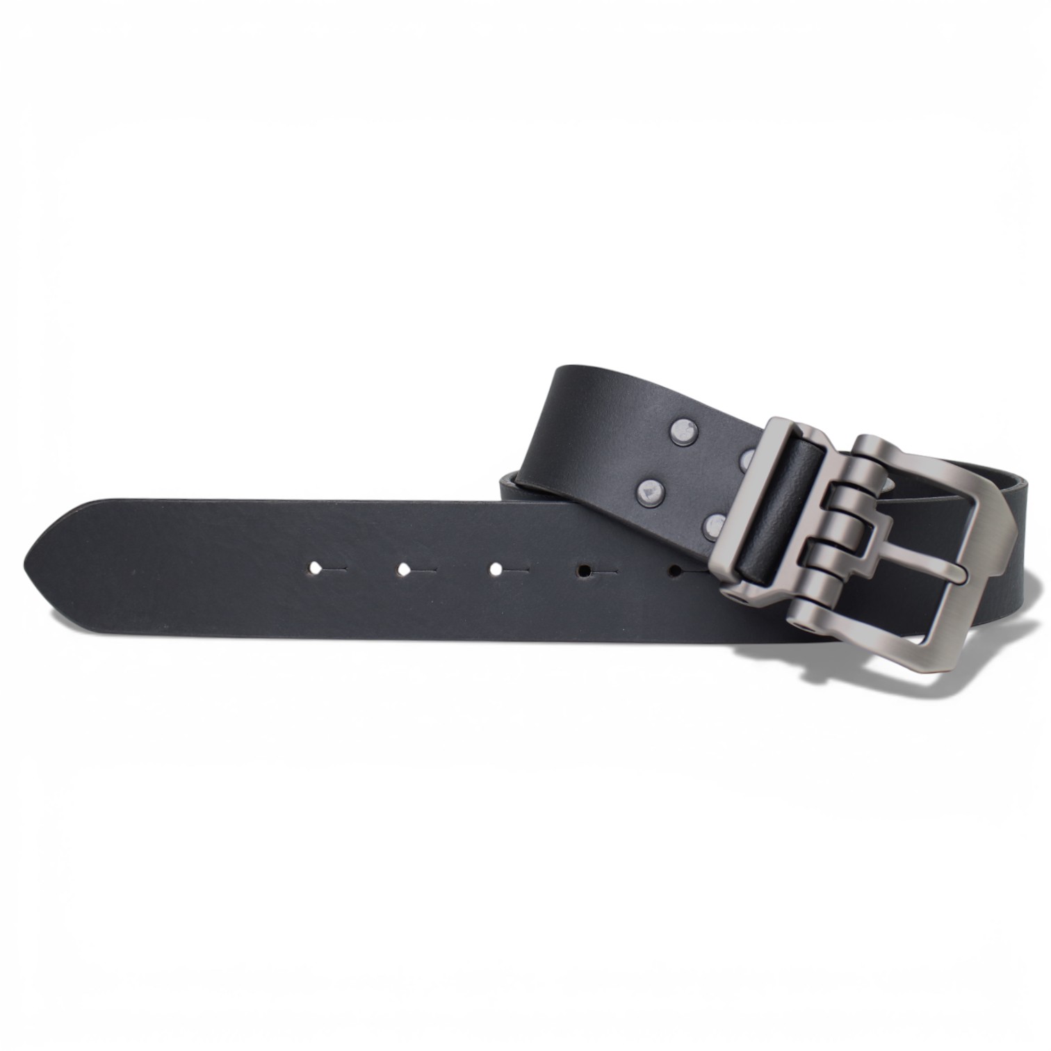 Ledergürtel Herren ca. 4 cm, robuste Metallschnalle dunkel mattiert, schwarz, Premium Büffelleder