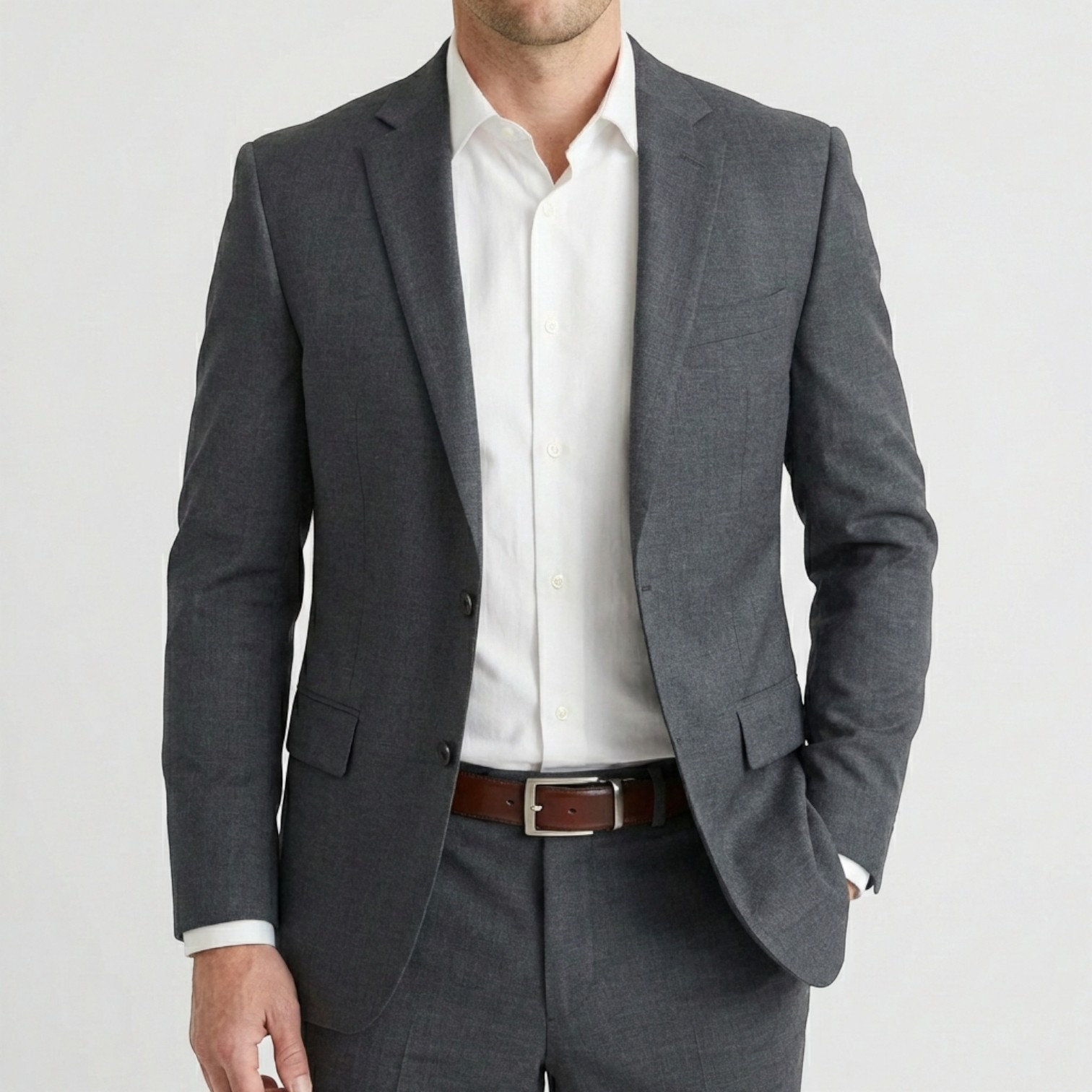 Eleganter Anzuggürtel für Herren – bombiert, 3,5 cm, echtes Leder