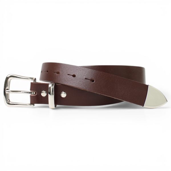 Best&Timeless Damen Ledergürtel 3 cm, 3-teilige silberne Gürtelschnalle, dunkelbraun, Vollrindleder