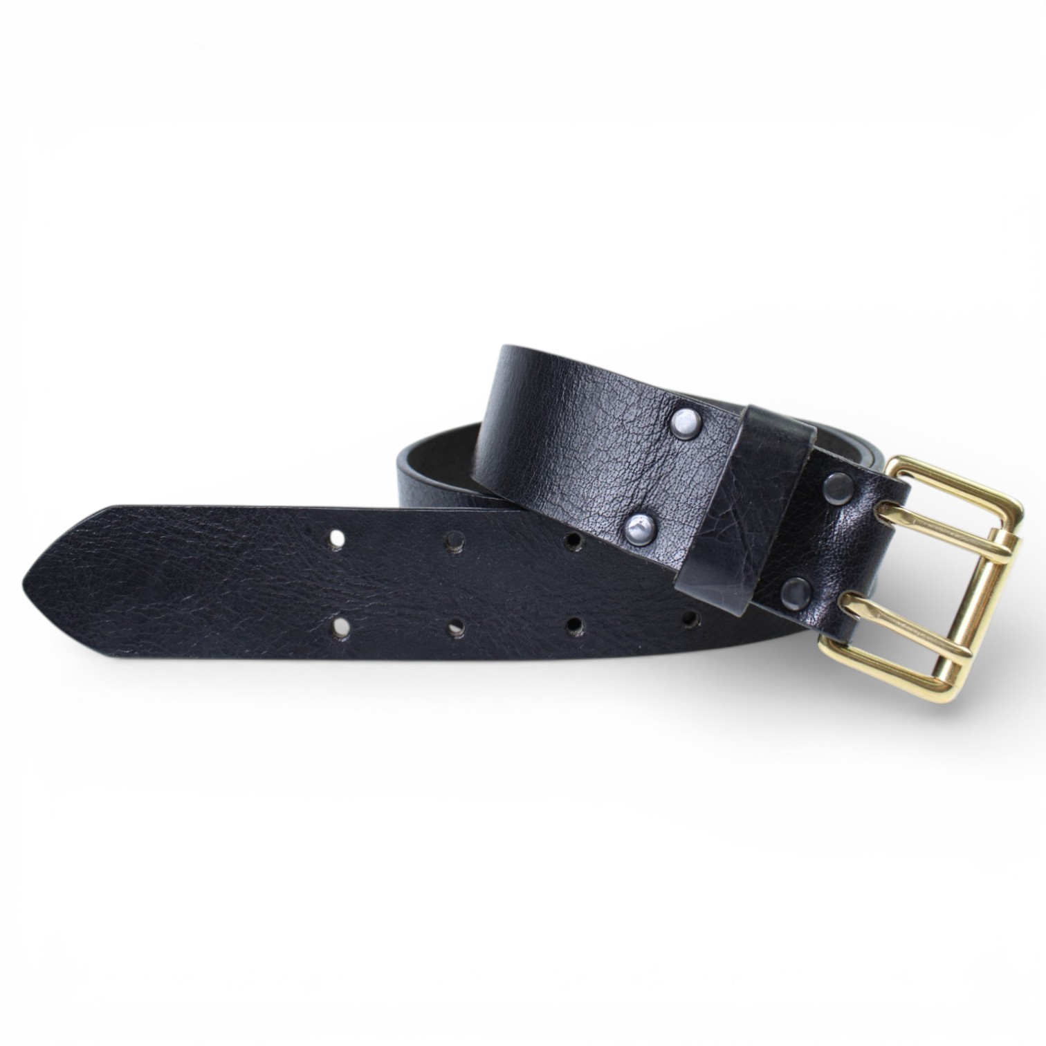 Herren Arbeitsgürtel ca. 4 cm, Messing Rollschnalle, schwarz, Premium Vintage Büffelleder, hohe Bruchlast