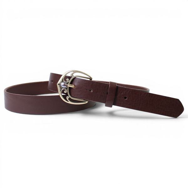 Best&Timeless Damen Ledergürtel 3 cm, Schmuck-Messingschnalle, dunkelbraun, vegetabiles Leder