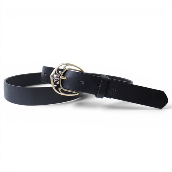 Best&Timeless Damen Ledergürtel 3 cm, Schmuck-Messingschnalle, schwarz, vegetabiles Leder