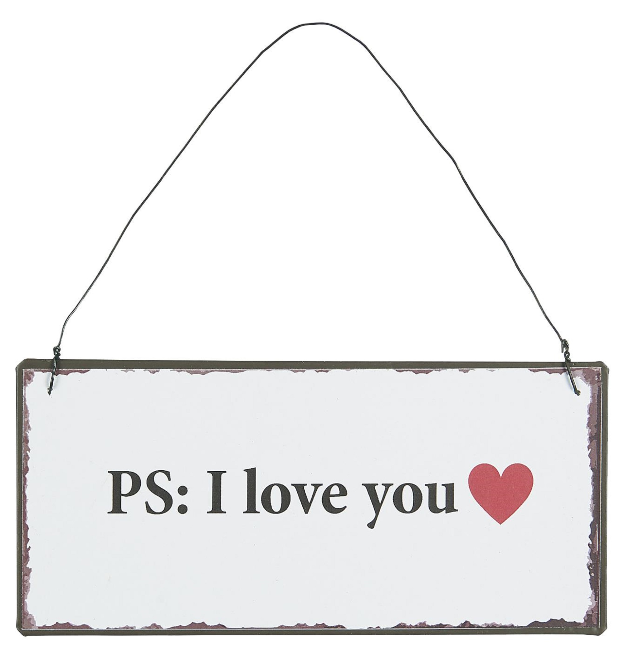 IB Laursen Schild "PS I love you" Metall Spruch Herz zum Hängen Ich