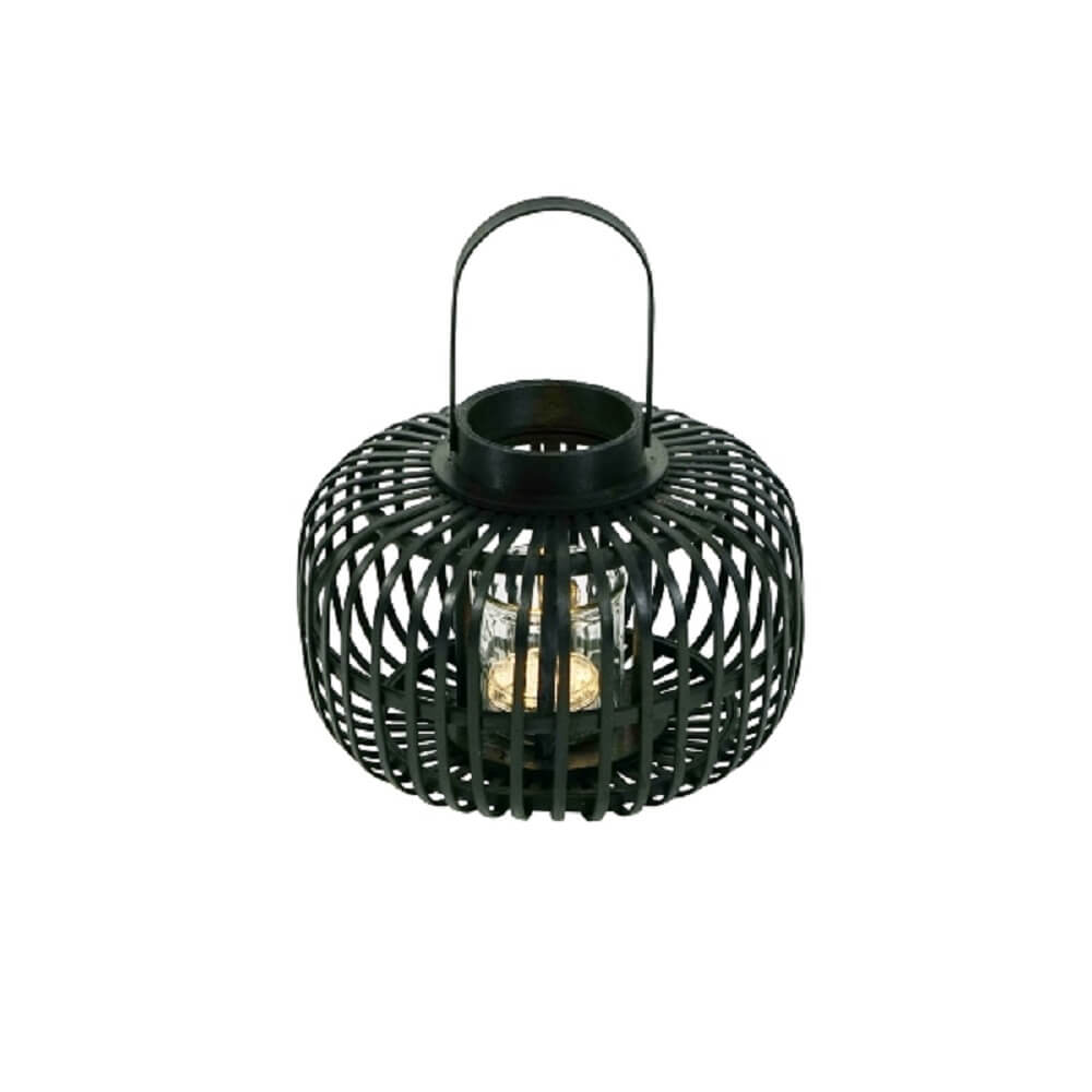 Laterne Kyoto schwarz Bambus Pappel 33 x 23 cm incl. Glaseinsatz Deko  Indoor | Dekowunder