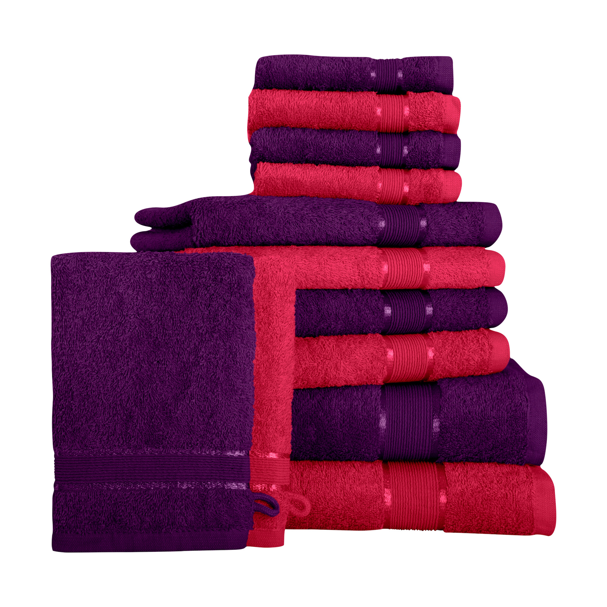 12 tlg. Handtuchset Duschtuch Handtuch Gästetuch Waschlappen Violett