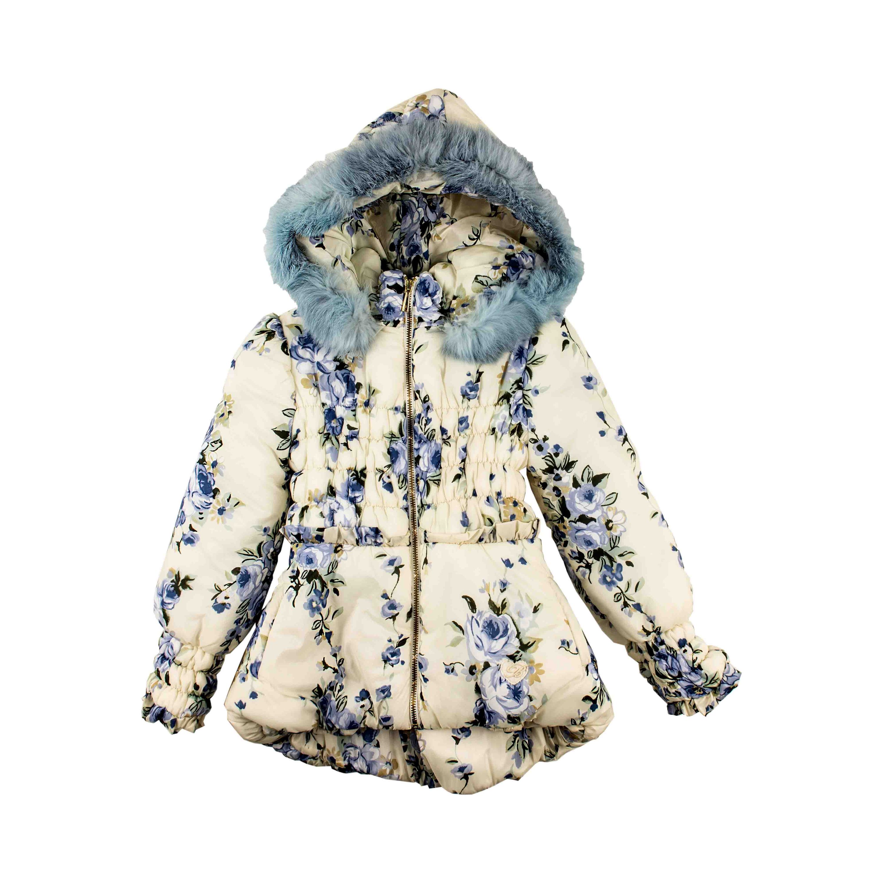 Blumarine Baby Mädchen Stepp Mantel mit floralem Muster cremeweiss NP €414