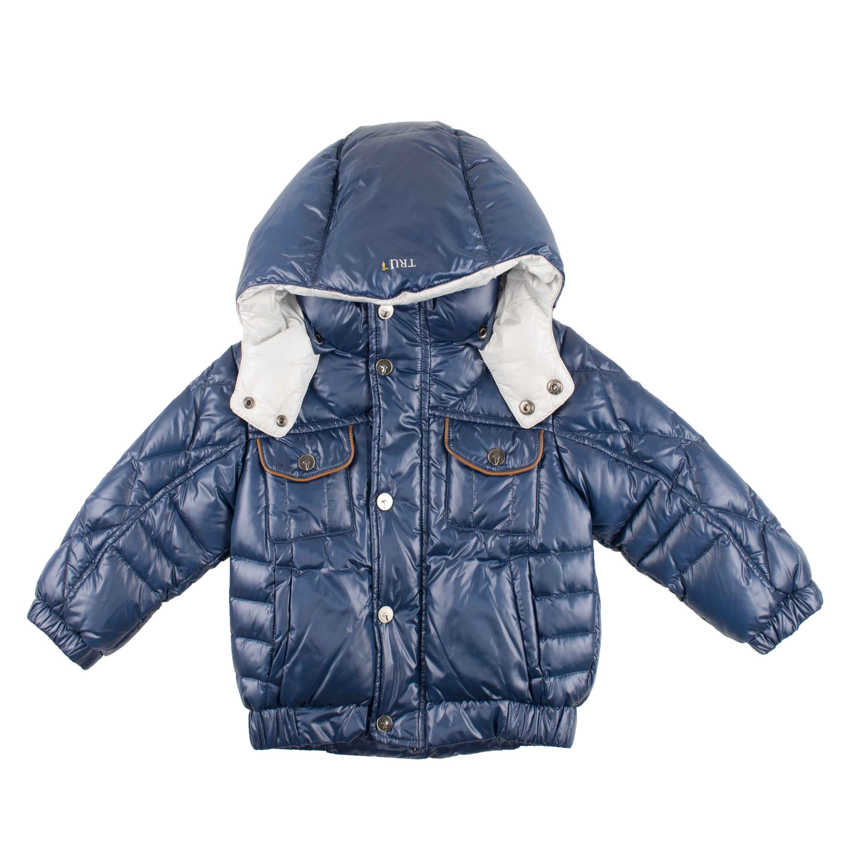 Trussardi Baby Down Jacket Blue Hooded Kids Quilted Coat Suit NP € 159 ...