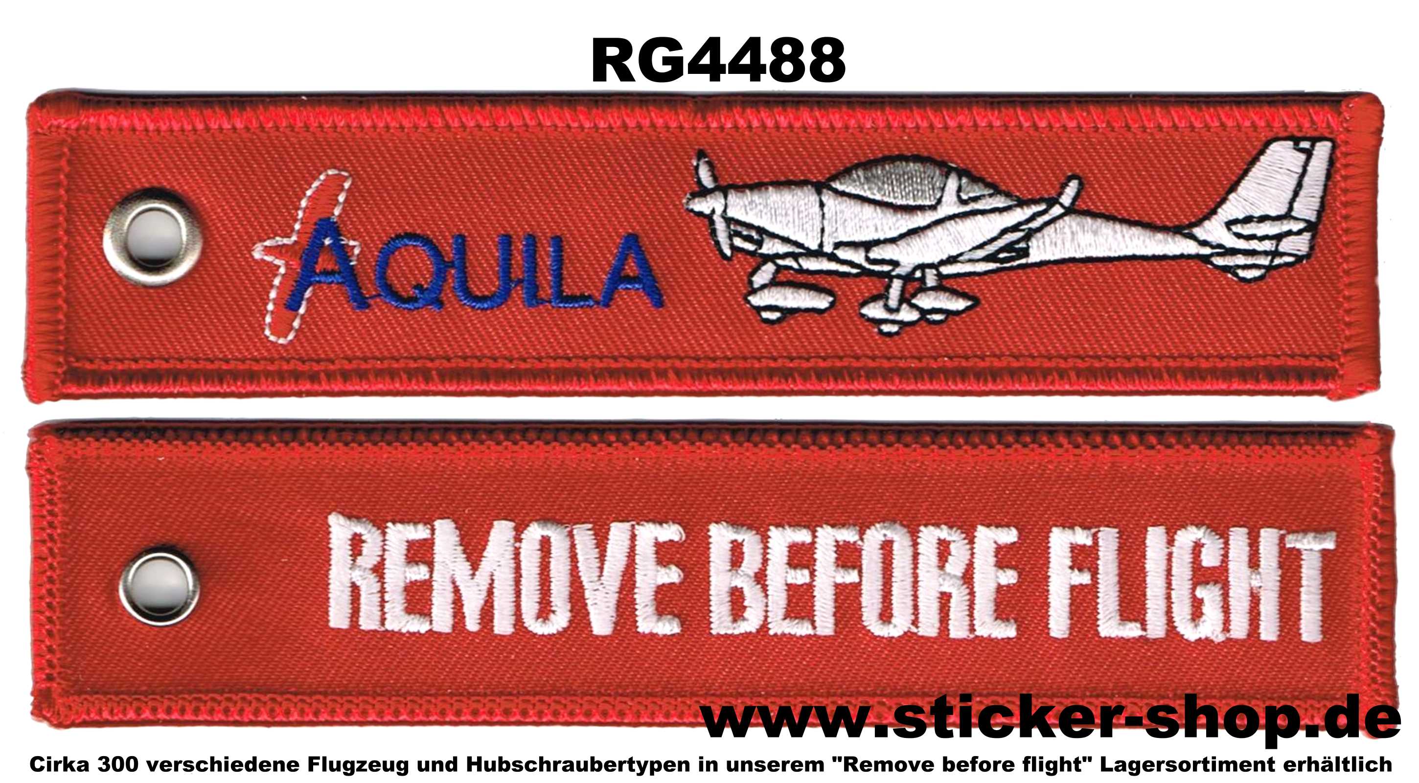 Remove before flight, RBF, Aquila, Schlüsselanhänger Sticker Shop Strerath