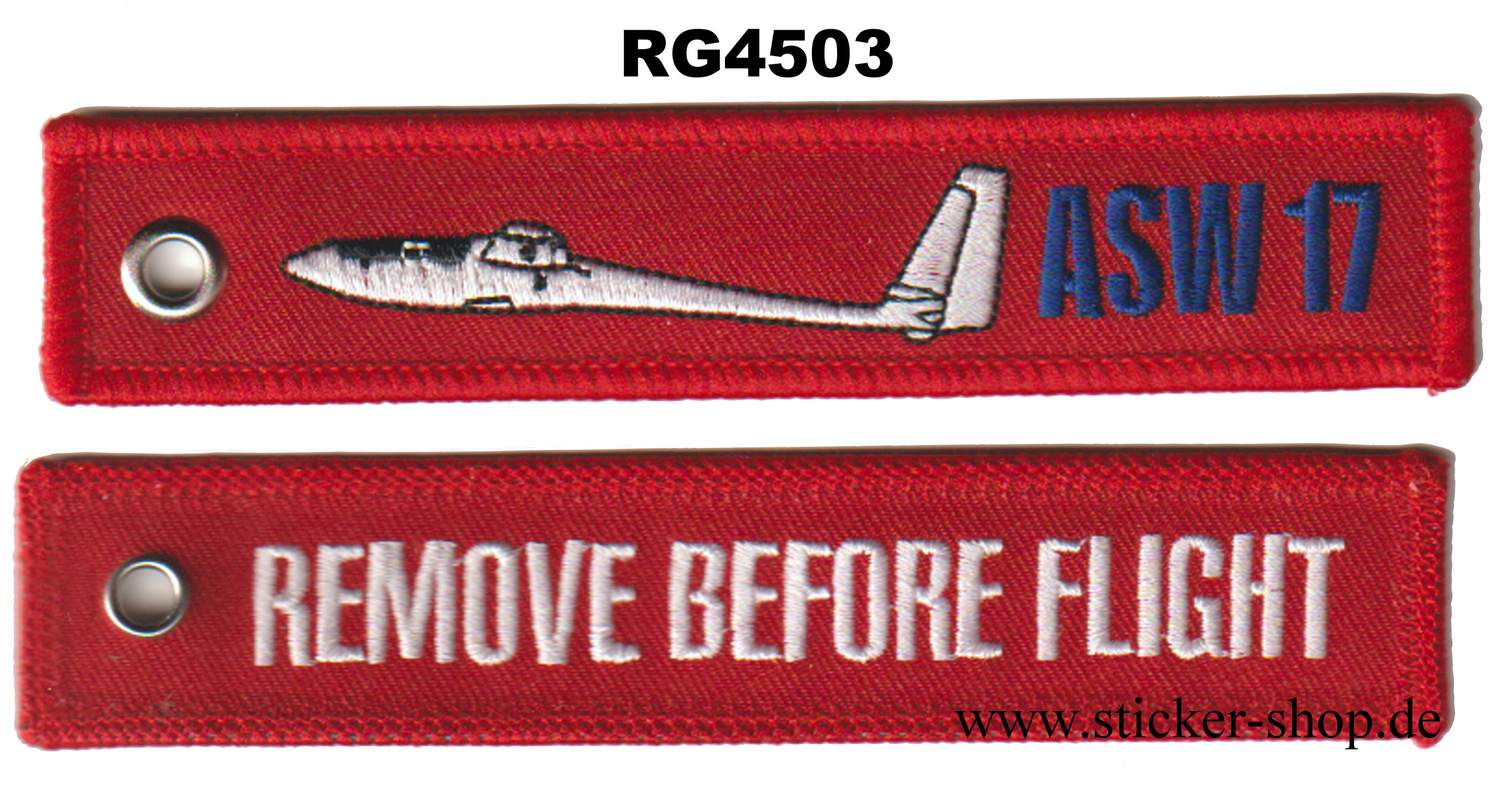 RBF, ASW17, Remove before flight, ASW17, ASW 17 Schlüsselanhänger Sticker Shop Strerath
