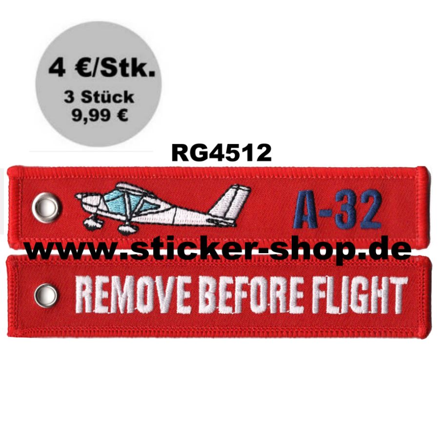 RBF, Aeroprakt A32, A32, Remove before flight, Schlüsselanhänger Sticker Shop Strerath