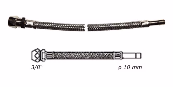 Flex-Verbindungsschlauch mit Quetschverschraubung 3/8 " und Stutzen ø 10 mm, Länge 300 mm