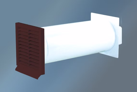 Teleskop-Mauerkasten - Außengitter braun, ø 150 mm, Mauerstärken 120 bis 450 mm