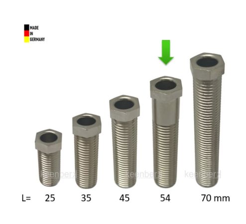 Keenberk Hohl-Schraube, Länge 54 mm für Siebkorbventile M12 x 1,5 mm -  universell passend für 1,5 und 3,5 Zoll