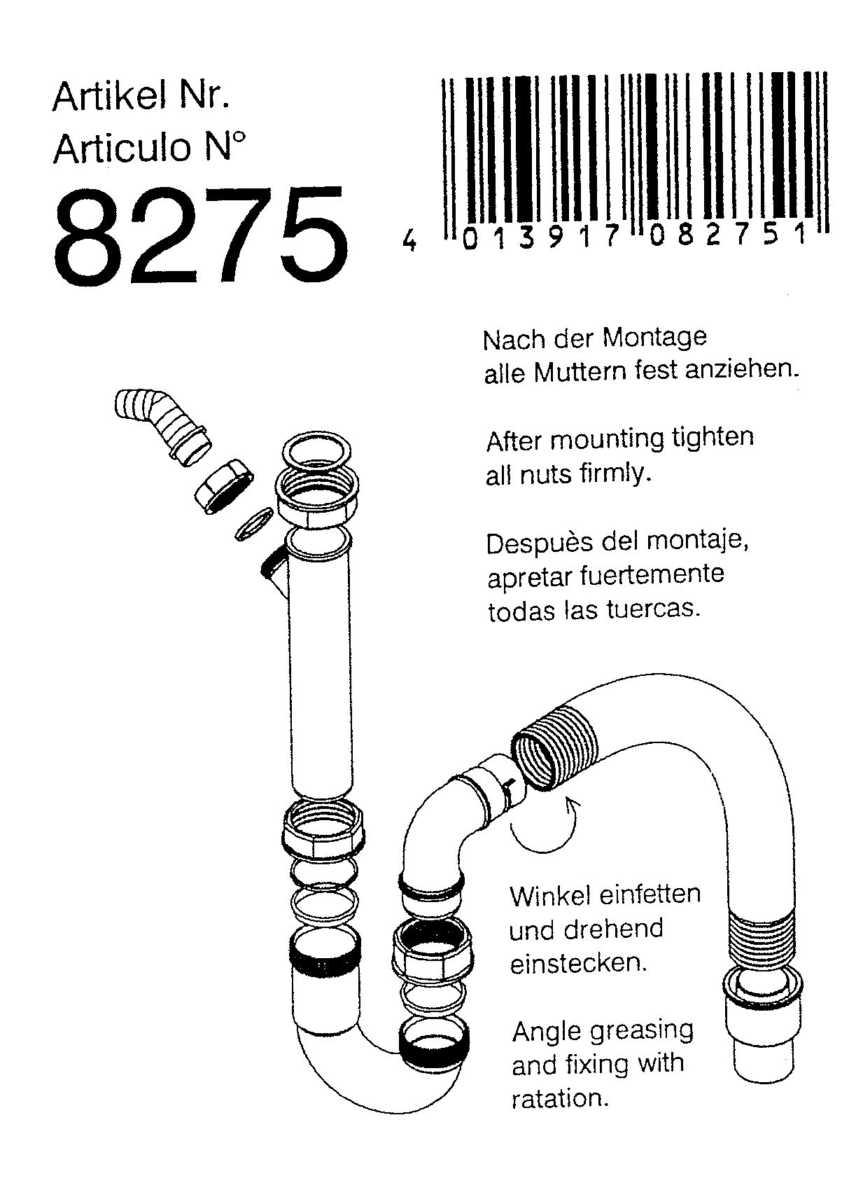 10 Stk Teka Geruchsverschluss 40008275 Siphon flexibel