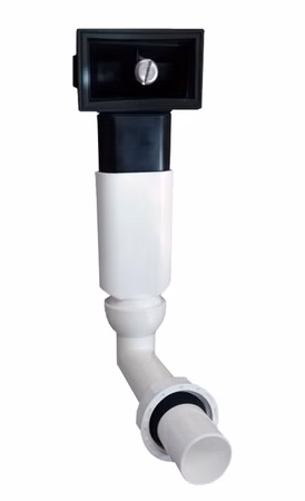 Keenberk Ablauf-Set komplett für rechteckigen Überlauf im Küchenspülen-Becken mit Kugelgelenk und 1 Zoll Anschluss an Ventilablauf / Siphon