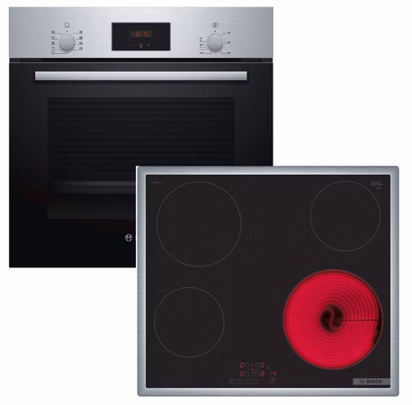 HERDSET BOSCH Backofen mit Elektro-Kochfeld - autark, 60 cm