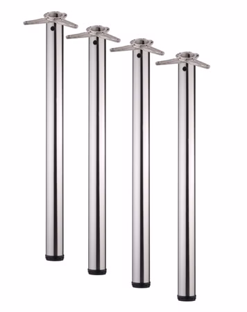 4er SET Tischbein / Stützfuß - Edelstahloptik, Ø 6 cm x 82 cm, höhenverstellbar