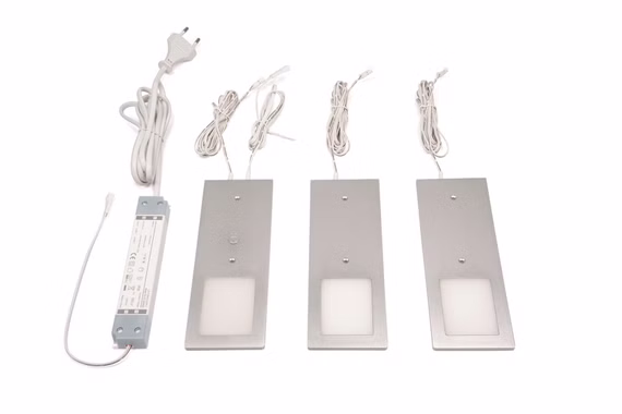 Anbauleuchte PLANAR 3er Set Neutralweiß Aluminiumoptik
