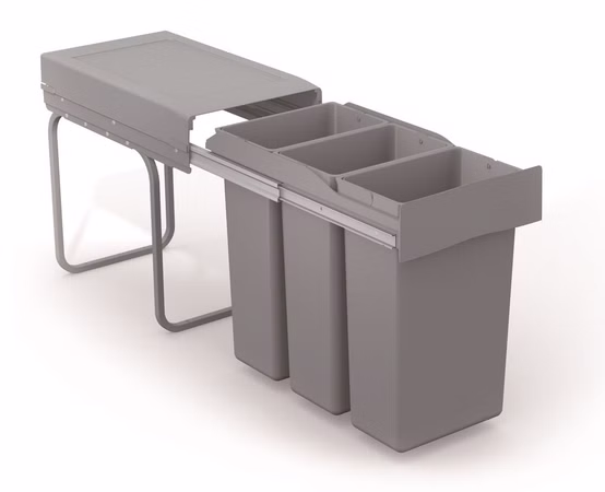 Victory Einbau-Abfallsammler Bio Trio 30 Liter in Alugrau Vollauszug