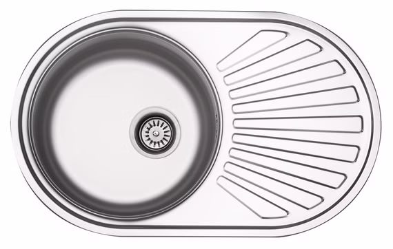 Edelstahlspüle 780 mm 1 Becken reversibel inkl. Excenterbedienung Abtropffläche Überlauf