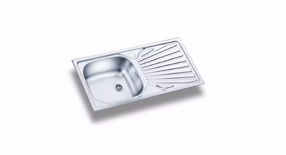 Edelstahlspüle 860 mm 1 Becken reversibel inkl. Stopfenventil Abtropffläche Überlauf