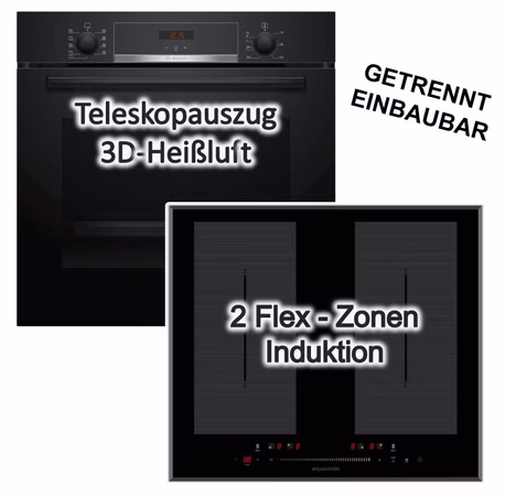 Herdset Bosch Backofen EcoClean + Wolkenstein Induktionskochfeld Booster autark 60 cm