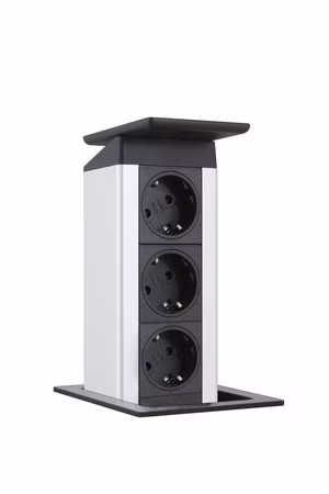 EVOline 3-Fach Steckdose Port Push Edelstahloptik mit Push-Funktion