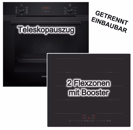 Herdset Siemens Backofen Hydrolyse + PKM Induktionskochfeld rahmenlos autark 60cm