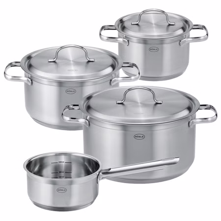 Rösle Pureelements 132106 Topfset Edelstahl 4-tlg Ø 16 / 20 / 24 cm + Stielkasserolle Ø 16 cm
