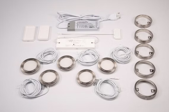 L&S CHIP58 5er Set Edelstahloptik – Dimmbare Zigbee Leuchten mit Memory-Funktion
