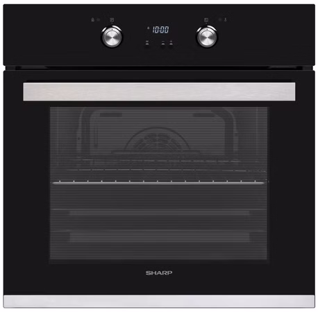 Sharp Einbau-Backofen Pyrolyse Schwarz EEK A Kindersicherung 4fach Verglasung versenkbare Knebel