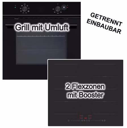 Herdset Einbaubackofen Wolkenstein ECO + Induktionskochfeld PKM Flexzonen Booster Slider