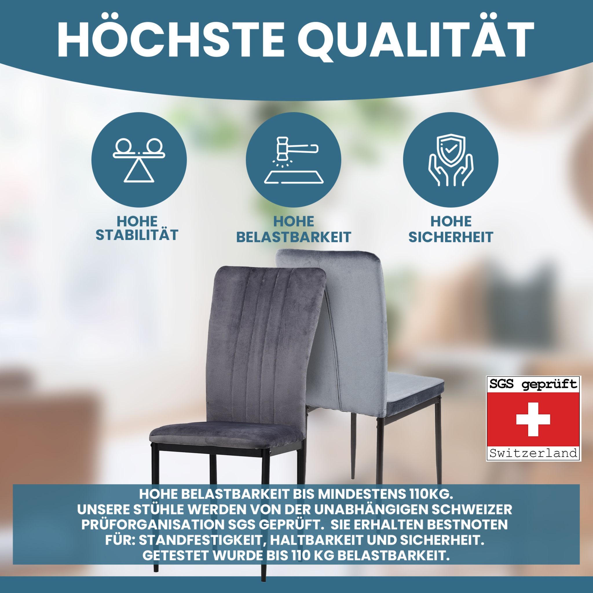 Norwell draaibare eetkamerstoel grijs - zwart onderstel - Set van 2