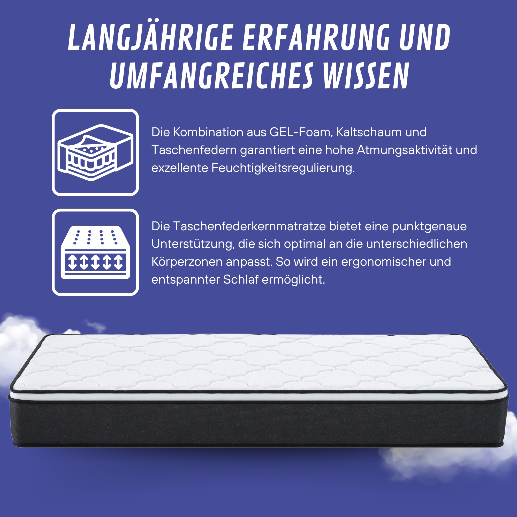 Arensberger Emilia 7-Zones Pocketveringmatras 90x200 Cm - Hoogte 23 Cm - Hardheid H2-H4 - Veganistisch