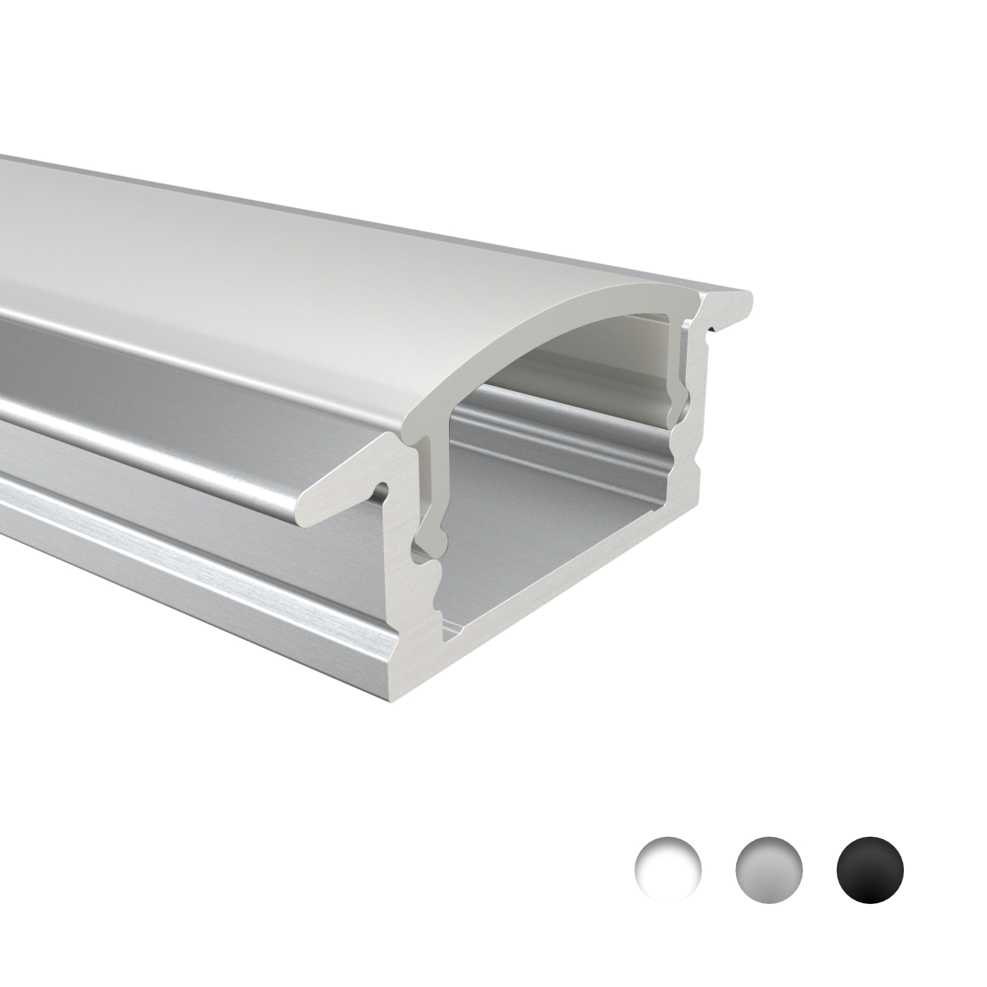LED Alu Profile Einbauprofil / Flügel-Profil eloxiert für 16mm LED-Streifen  mit einklickbarer Abdeckung - Ems