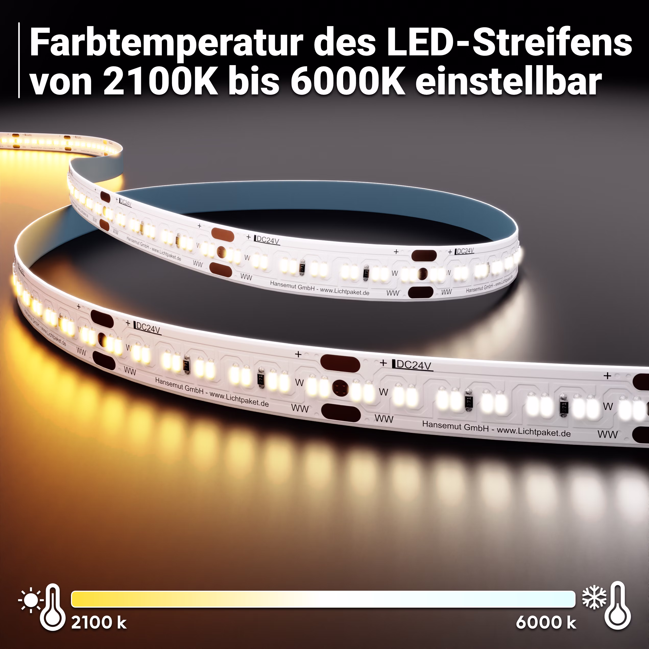 CCT LED-Streifen HAMBURG Deep Tunable White
